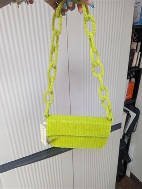 Antik Kraft Neon Lime Beaded Chain Mini Shoulder Bag